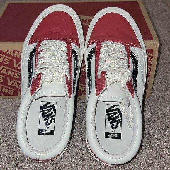 Vans Vault Old Skool VLT LX - Chilli Pepper / Black Leather Shoes Wmn 6 Men 4.5 - Picture 9 of 13